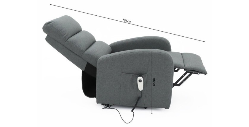 Fauteuil relax electrique SYDNEY Tissu Gris Foncé