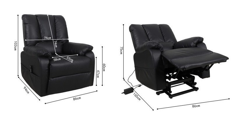 Fauteuil relax electrique TAIWAN simili noir PU