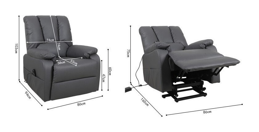 Fauteuil relax électrique TAIWAN simili gris PU