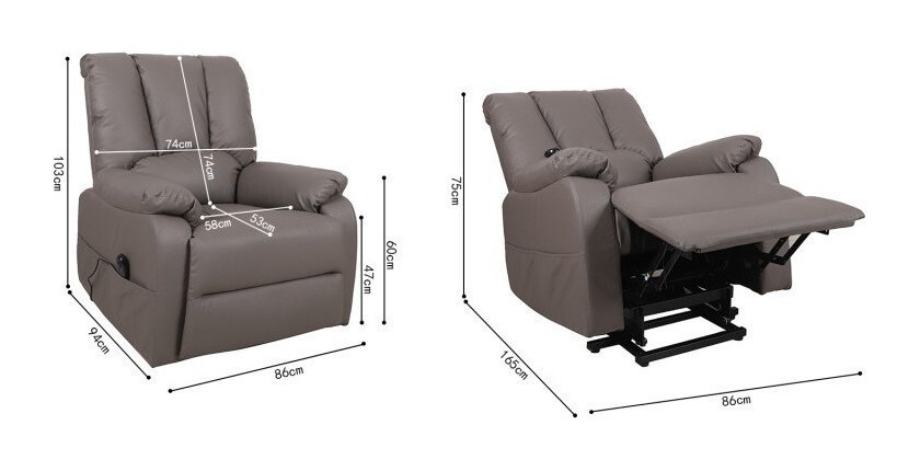 Fauteuil relax électrique TAIWAN simili taupe PU