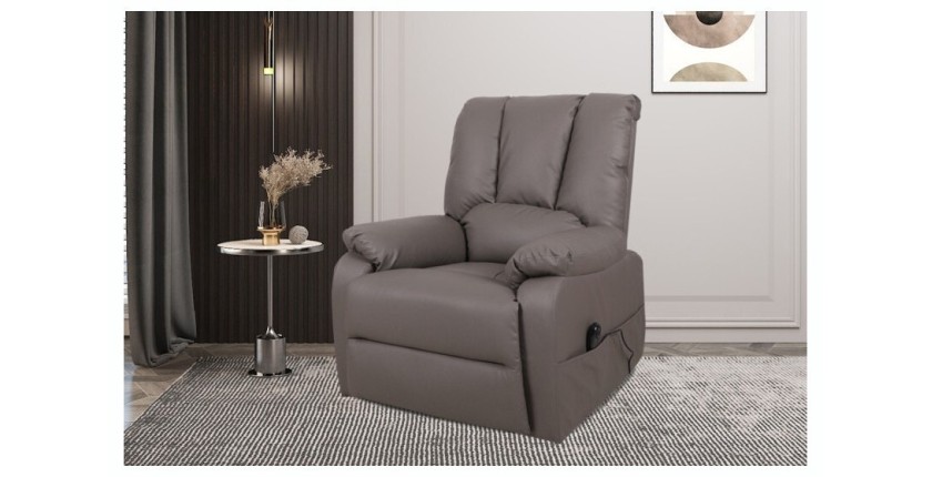 Fauteuil relax électrique TAIWAN simili taupe PU