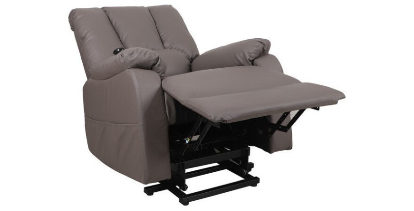 Fauteuil relax électrique TAIWAN simili taupe PU