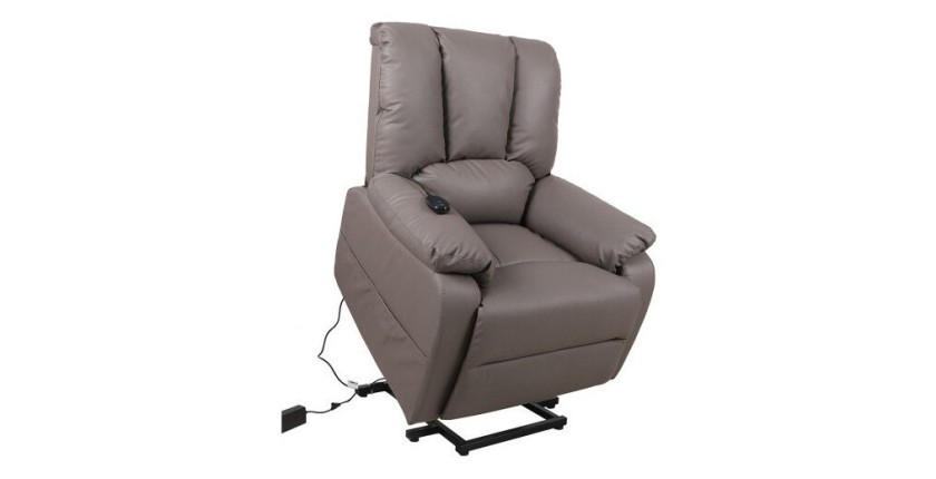 Fauteuil relax électrique TAIWAN simili taupe PU