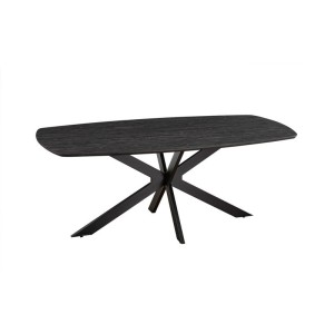 Table à manger ovale TUNIS décor chêne brun foncé