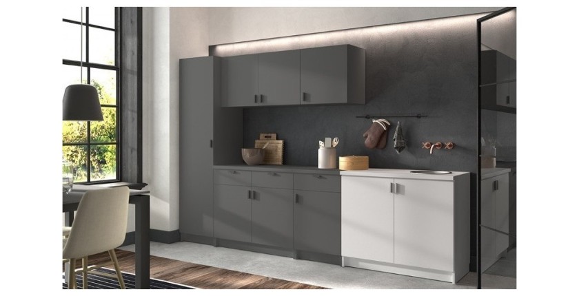 Armoire basse 2 portes collection GOURMET design blanc. Hauteur 85cm