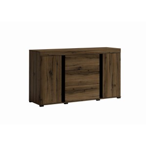 Petite commode MERLIN en chêne foncé et noir