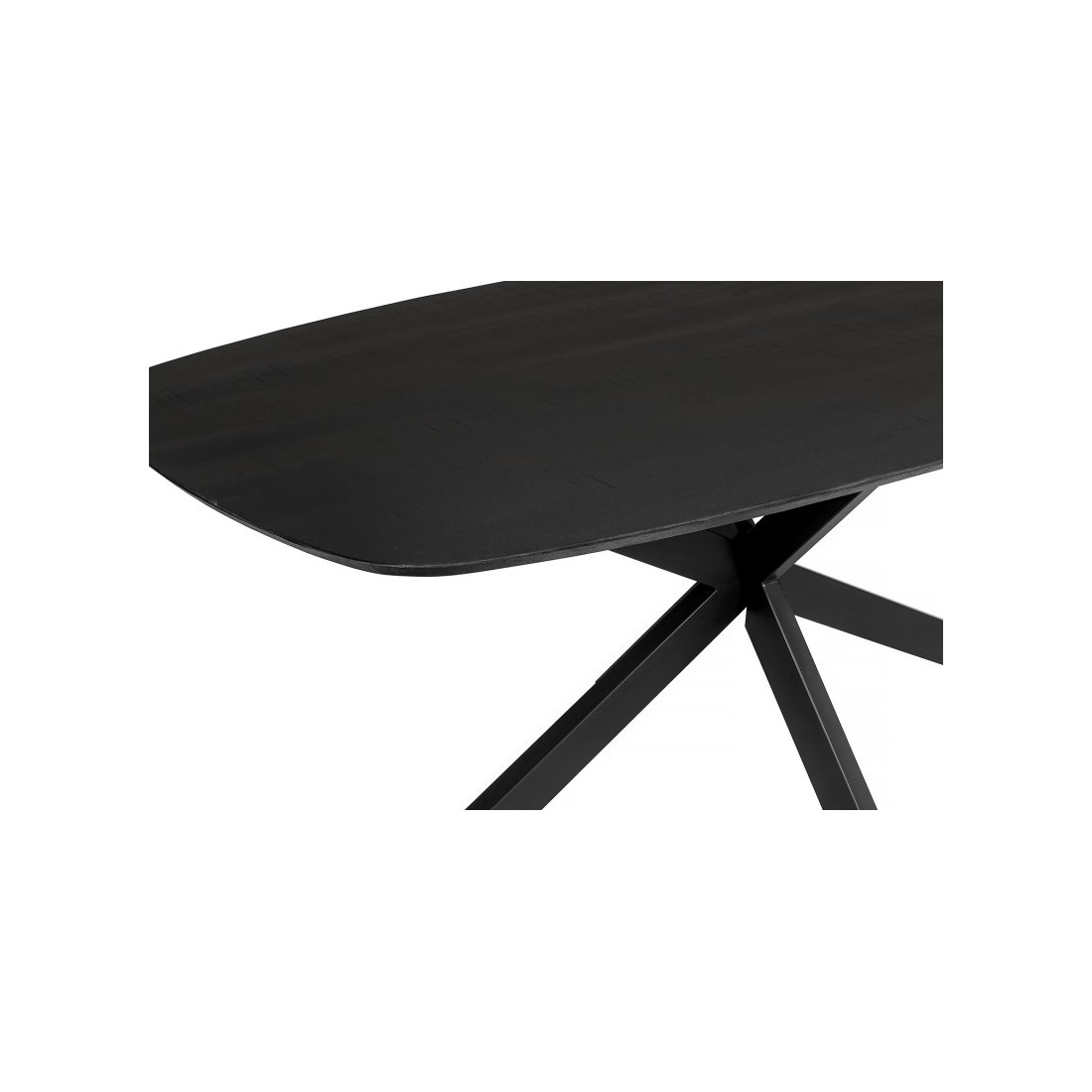 Table à manger BELLA longueur 200cm en bois brut exotique mangolia noir