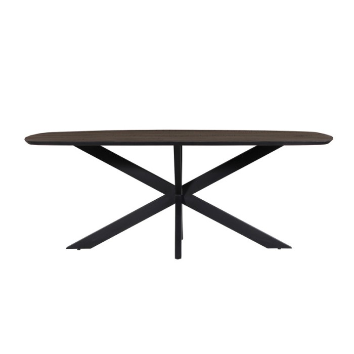 Table à manger BELLA longueur 200cm en bois brut exotique mangolia noir