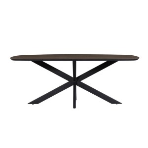 Table à manger BELLA longueur 200cm en bois brut exotique mangolia noir