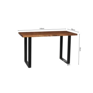 Table à manger AWANI longueur 160cm en bois exotique mangolia