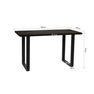 Table à manger AWANI longueur 160cm en bois exotique mangolia noir