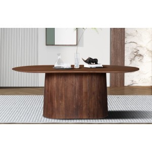 Table collection RIMBAUD effet bois brun clair longueur 200 cm