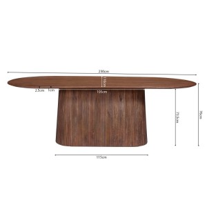 Table collection RIMBAUD effet bois brun clair longueur 230 cm