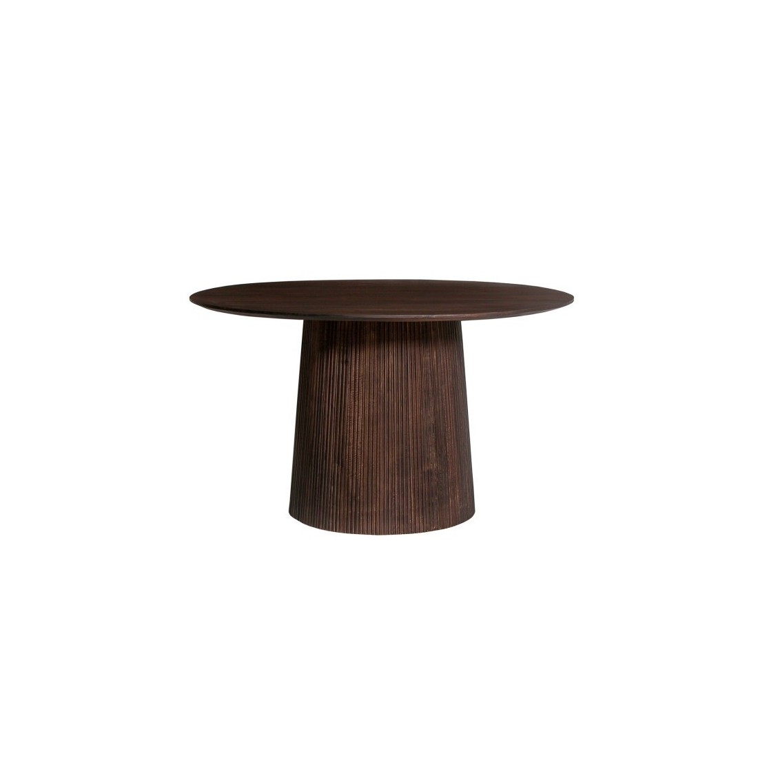 Table ronde collection RIMBAUD effet bois brun foncé diamètre 130 cm