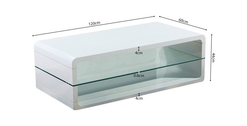 Table basse collection LEVIS. Meuble type CONTEMPORAIN coloris blanc. Effet tendance pour votre salon.