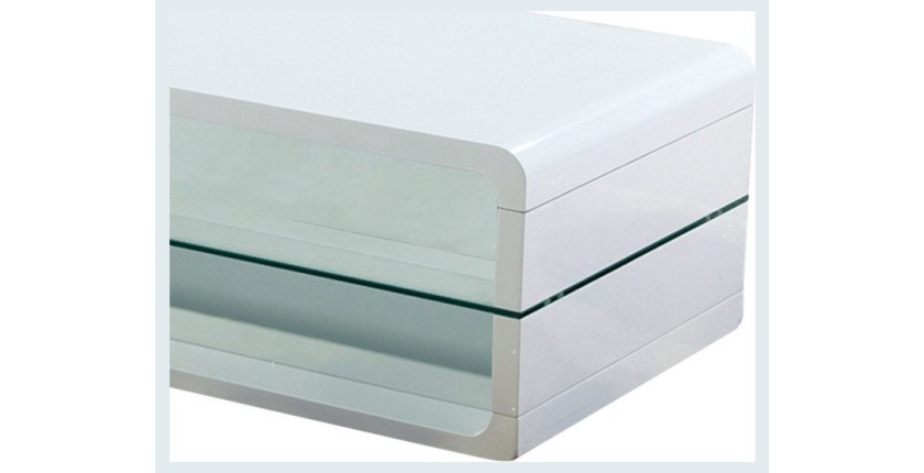 Table basse collection LEVIS. Meuble type CONTEMPORAIN coloris blanc. Effet tendance pour votre salon.
