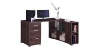 Bureau d'angle contemporain IZMIR coloris noyer et gris et poignées grises.