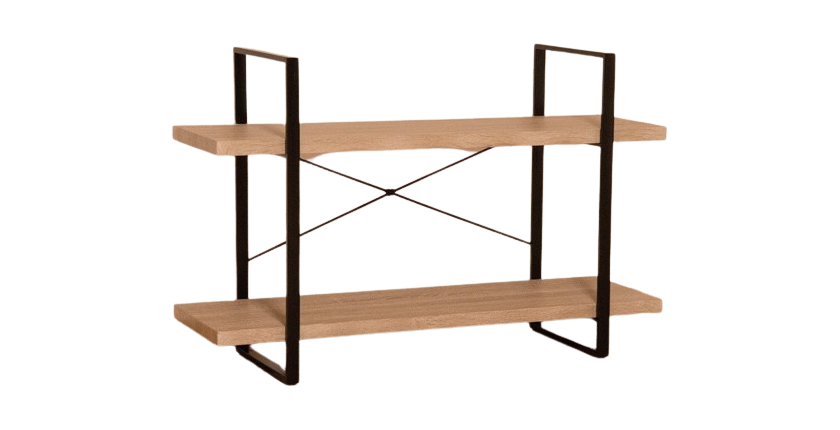 Étagère SHELVES type industrielle bois et métal 2 Niveaux.