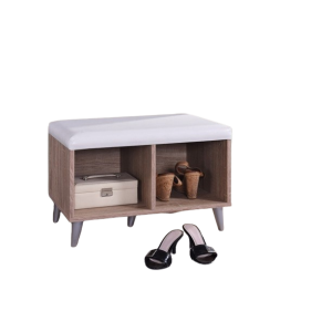 Meuble à chaussures SIDE avec 2 casiers larges, couleur chêne Sonoma et blanc.