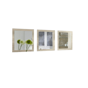 Lot de 3 miroirs MALMO. Cadre coloris chêne clair, sonoma. Accessoire idéal pour la décoration de votre habitation.