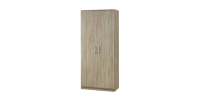 Armoire \ Garde robe SAVIS, 2 portes, contemporaine chêne Sonoma et poignées grises.