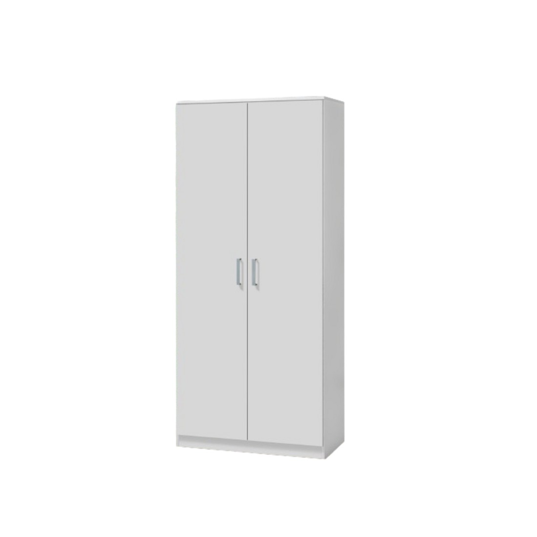 Armoire\Garde robe PONIS, 2 portes, contemporaine blanche et poignées grises.