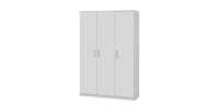Armoire\Garde robe BURDUR, 3 portes, contemporaine blanche et poignées grises.