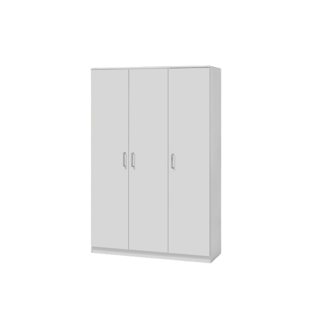 Armoire\Garde robe BURDUR, 3 portes, contemporaine blanche et poignées grises.