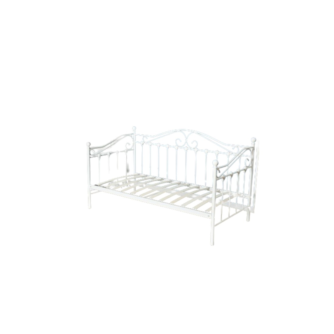 Lit design blanc AMELIE 90x200 cm une place, avec sommier, pour une chambre adulte ou ado.