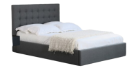Lit design gris LUXOR 90x200 cm une place, avec sommier, pour une chambre adulte ou ado.