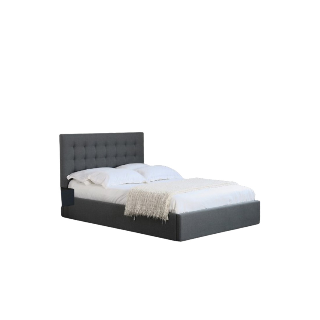 Lit design gris LUXOR 90x200 cm une place, avec sommier, pour une chambre adulte ou ado.