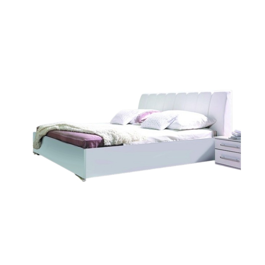 Lit Design en simili cuir VERONA. Couchage 160x200. Lit 2 places et sommier pour chambre à coucher