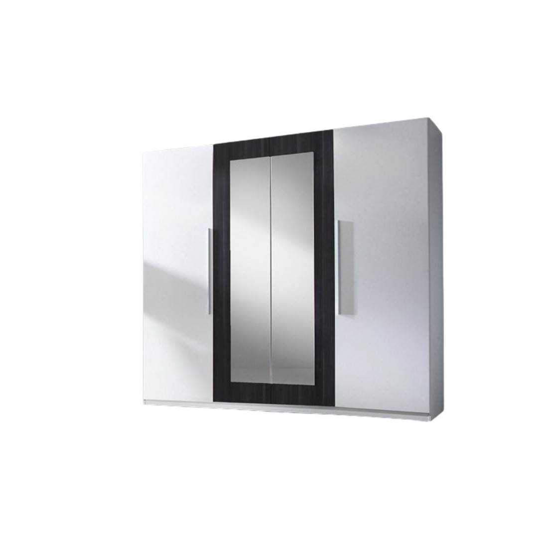 Armoire 4 portes avec miroirs couleur blanc et gris anthracite - IRINA