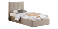 Lit coffre une place collection DESERT - Couleur beige - 90x200cm - Sommier inclus