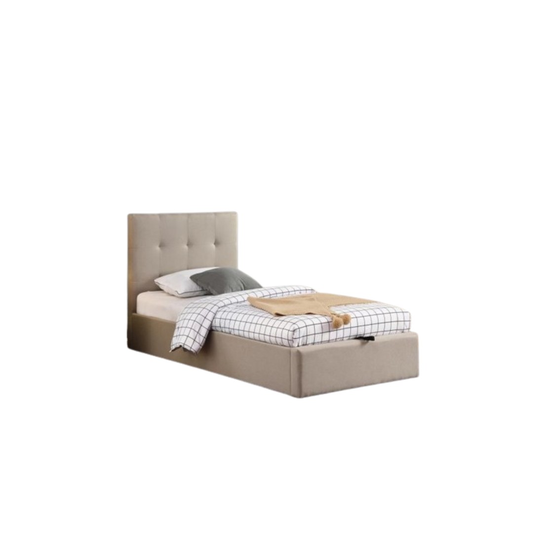 Lit coffre une place collection DESERT - Couleur beige - 90x200cm - Sommier inclus