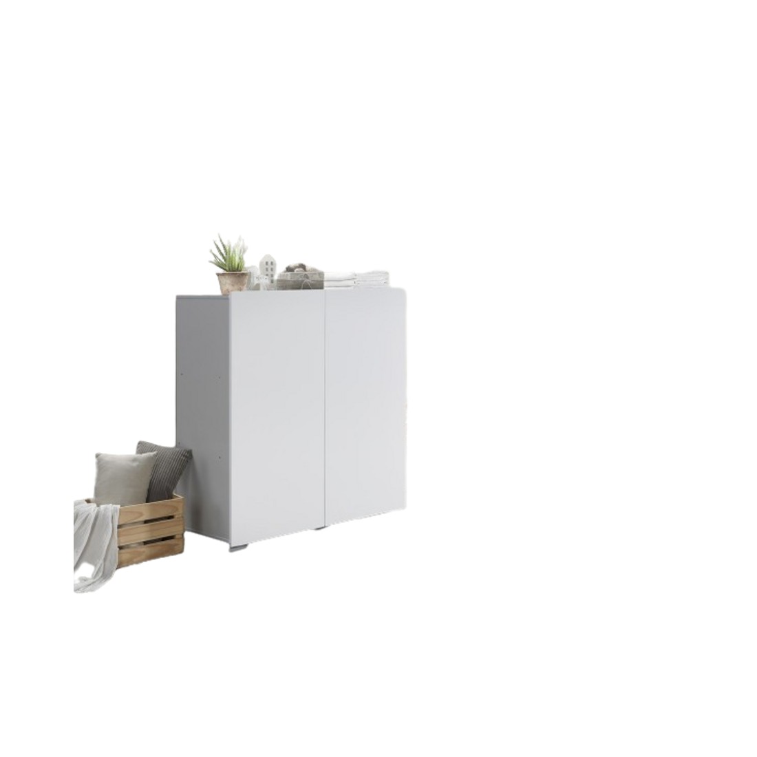 Rangement double portes collection TINY - 100x120cm - Coloris blanc