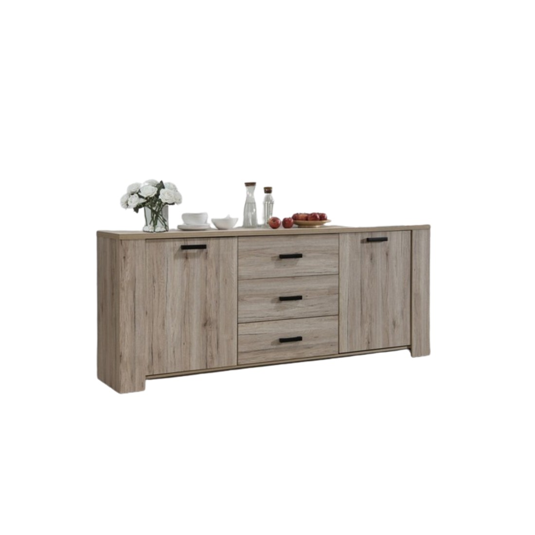 Buffet collection VERMONT, 2 portes et 3 tiroirs. Effet bois.