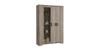 Vitrine trois portes style rustique collection VERMONT coloris chêne.