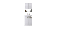 Ensemble de deux meubles de salle de bain collection CLEAN coloris blanc.