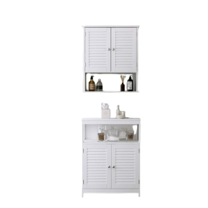 Ensemble de deux meubles de salle de bain collection CLEAN coloris blanc.