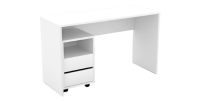 Bureau droit design avec caisson de rangement collection KINSALE coloris blanc.