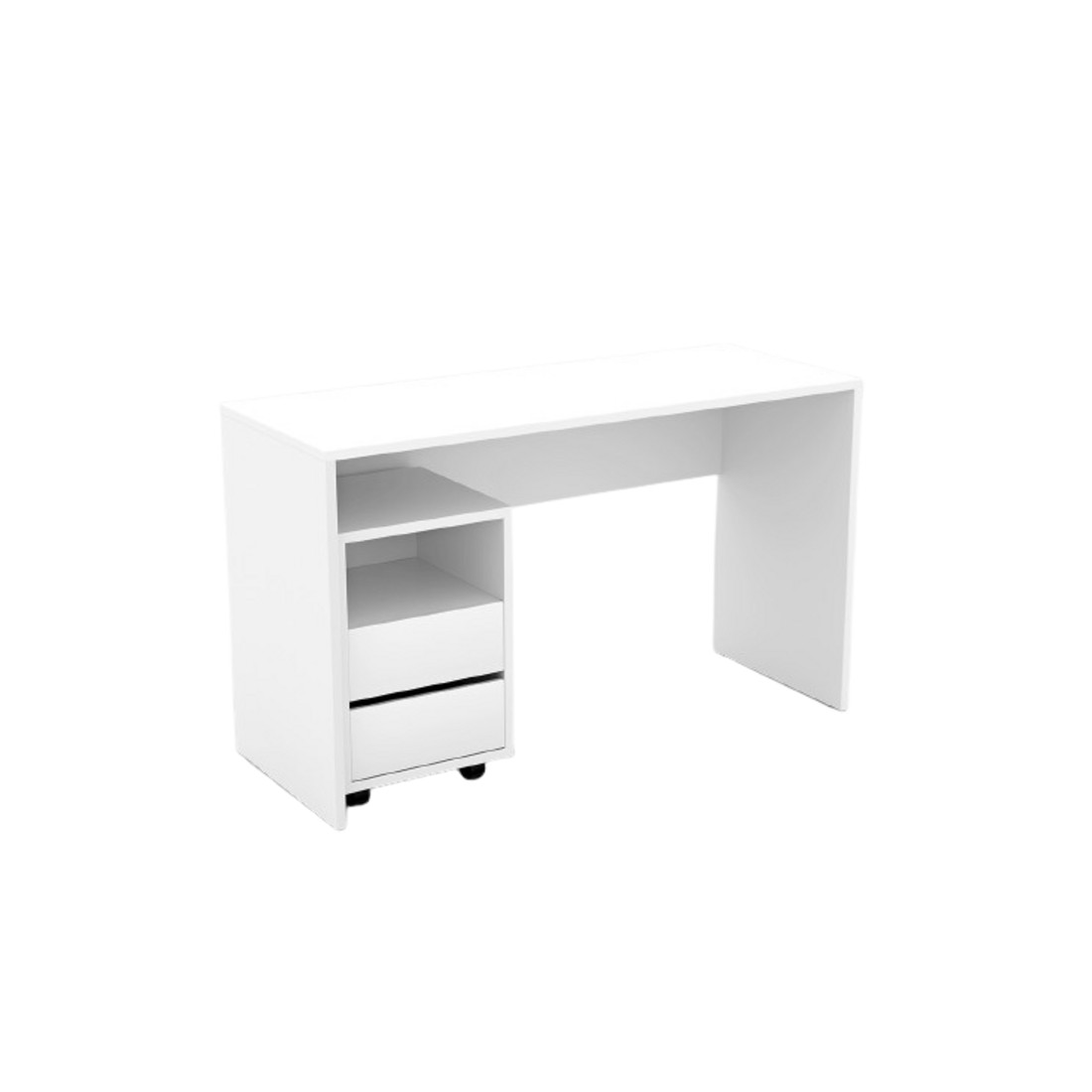 Bureau droit design avec caisson de rangement collection KINSALE coloris blanc.