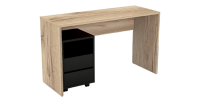 Bureau droit design avec caisson de rangement collection KINSALE coloris chêne sonoma et noir.