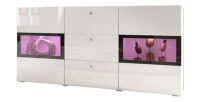 Ensemble de 7 meubles de salon collection RAMOS. Couleur blanc brillant.