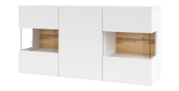 Buffet 120cm collection EVA 3 portes. Couleur blanc et chêne.