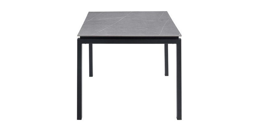 Table à manger ATHENA longueur 180cm avec plateau de 12mm en pierre effet marbre gris