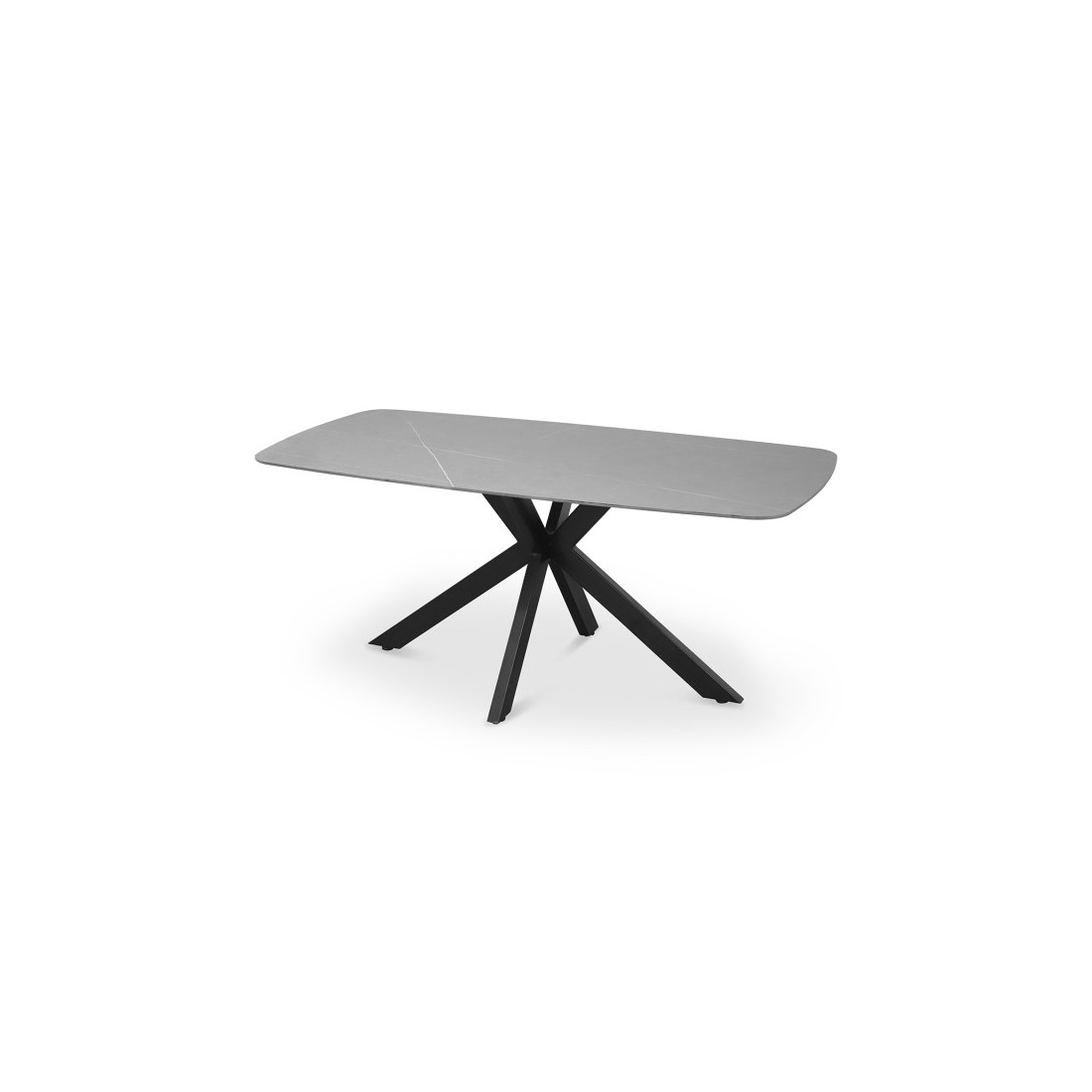 Table à manger VINCI longueur 180cm avec plateau de 10mm en pierre effet marbre gris