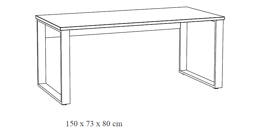 Bureau professionnel droit 150cm coloris chêne doré et noir collection DEPÉ.