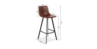 Chaise de comptoir 'Ozon' PU Cognac, dimensions : H108 x L45 x P49 cm