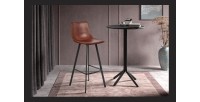 Chaise de comptoir 'Ozon' PU Cognac, dimensions : H108 x L45 x P49 cm